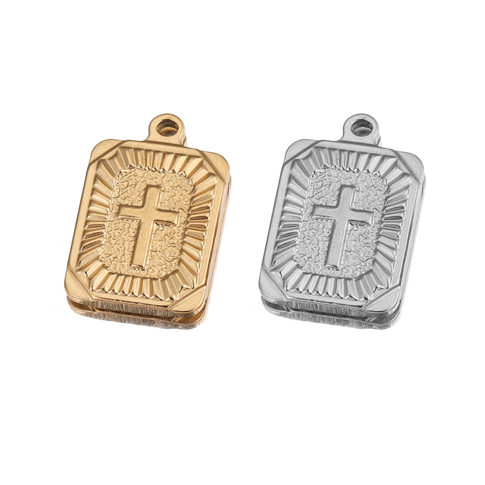 Acero inoxidable rectangular lanzamiento Cruz colgante DIY joyería hip hop punk colgante vacío chapado