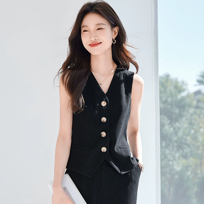 Elite vest, summer thin set sleevless, pony, cotton and linen