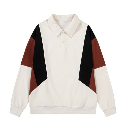 Spring and Autumn Striped Sweatshirt Long-Sleeve T-Shirt Couple Loose Striped Top Men and Women Casual Long-Sleeve Collared POLO Sweatshirt
