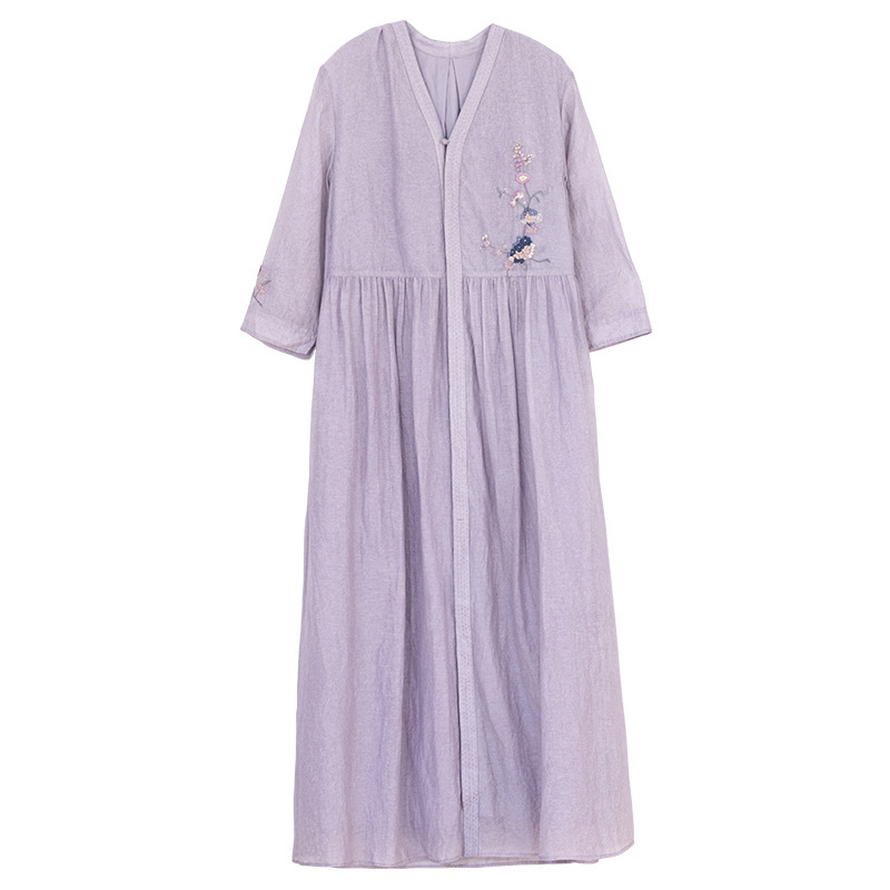 Early Autumn 2022 New Ramie Fried Color Dress New Light and Loose Literary Retro New Chinoiserie Long Skirt Early Autumn 2022 New Ramie Fried Color Dress New Light and Loose Literary Retro New Chinoiserie Long Skirt