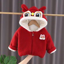 男童冬装女宝宝加绒加厚外套小童过年拜年服冬季儿童棉衣一件代发