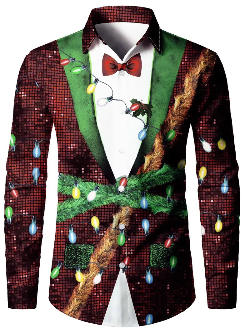 2024 nuevas camisas estampadas digitales falsas de dos piezas para hombres calientes de la moda de Amazon transfronteriza Amazon MB12