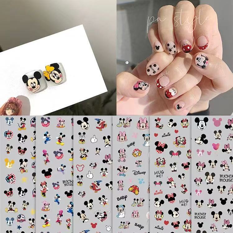 Xiaohongshu's New Nail Art Stickers Disney Cute Cartoon Mickey Adhesive 3D Minnie Mickey Mouse Nail Stickers