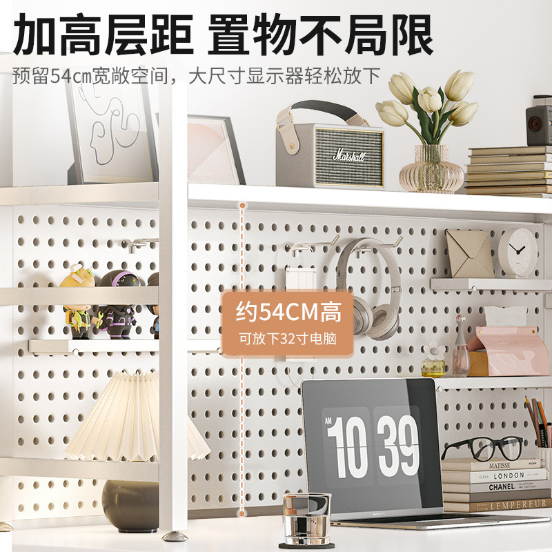 Agujero de escritorio tablero de hierro estantería escritorio rack de almacenamiento dormitorio estante de almacenamiento en capas escritorio hogar organizador rack