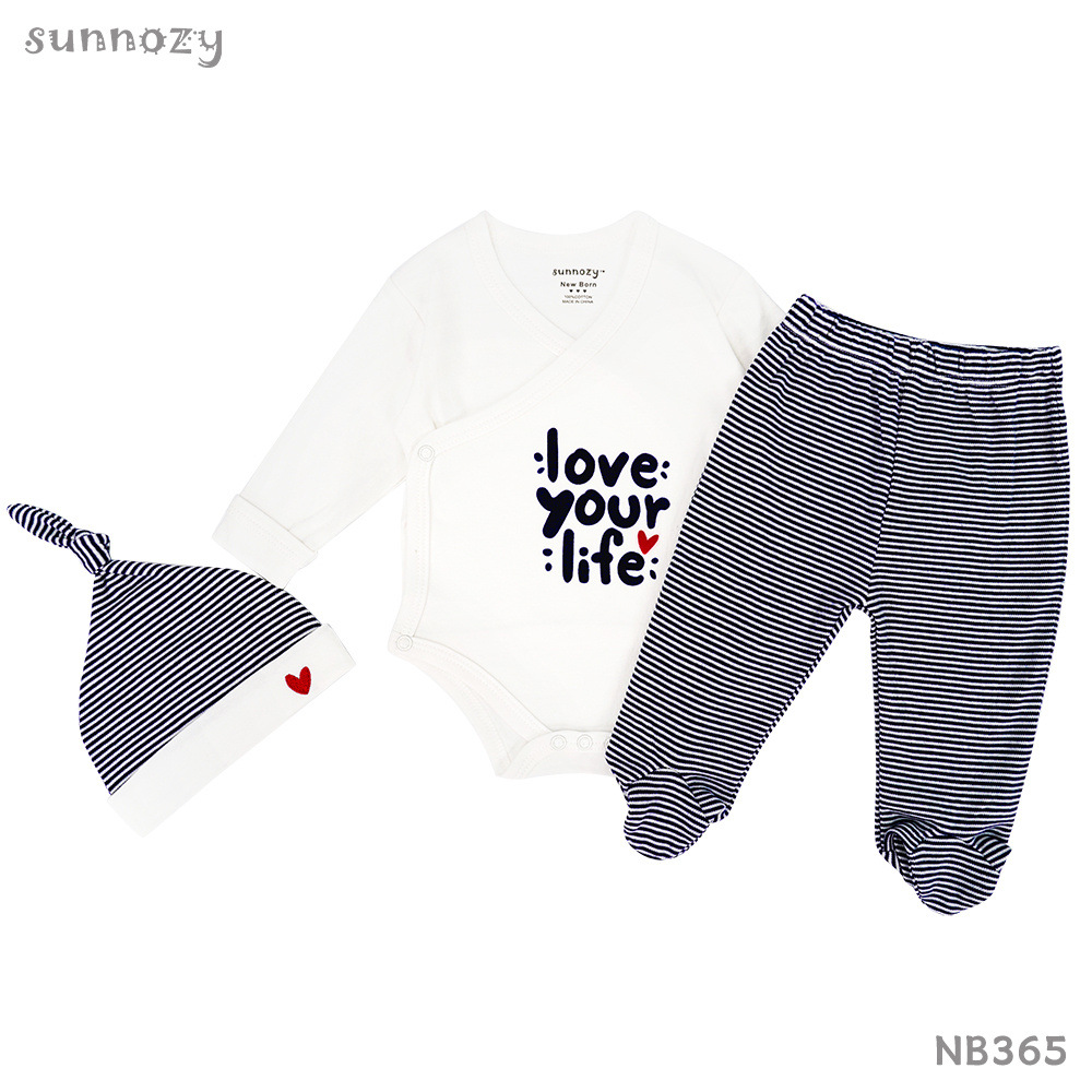 跨境新款3件套宝宝纯棉衣服套装婴儿和尚衣四季爬服裤子胎帽套装