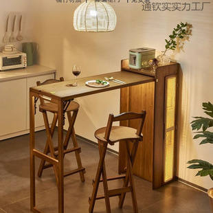 Telescopic Bar Table for Small Apartments, Nordic Dining Table, Rattan Integrated Living Room, Small Apartment, Multi-Functional