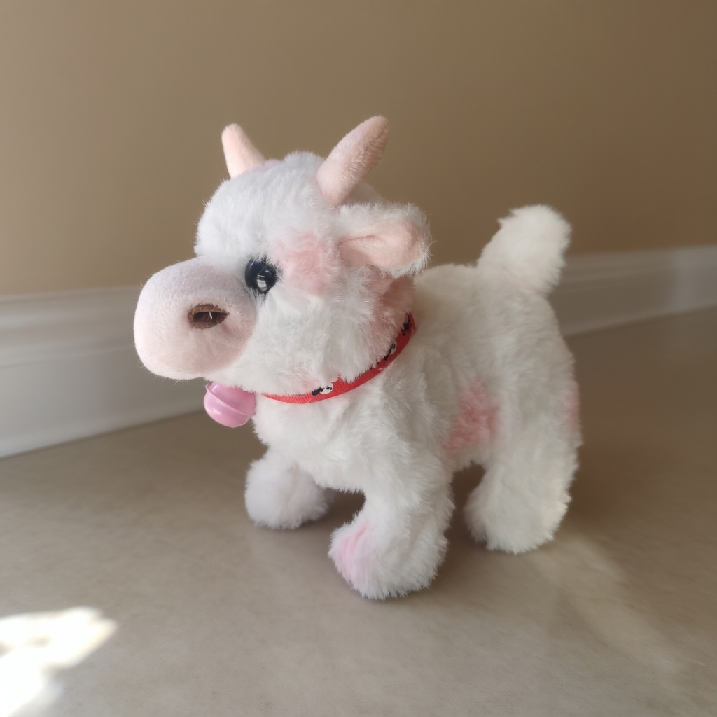 Vaca de Peluche Eléctrica de Felpa y Plástico, Interactiva con Sonido y Movimiento, para Niños