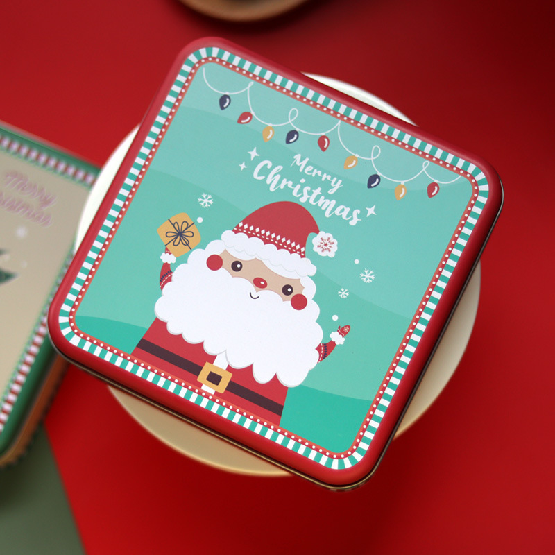 Dongguan Miku Plaza de Navidad Cookie Candy Box Árbol de Navidad ancianos caja de hojalata en stock al por mayor