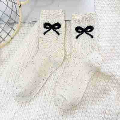 45g Weight Socks Classification Socks Lingerie Type Cotton Fabric Type A Pair Quantity Holiday Occasion Non-Slip Function Bow Knot Pattern Summer Season Women's Gender Sweet Style Sweet Women's Bow Knot Cotton Crew Socks A Pair 17