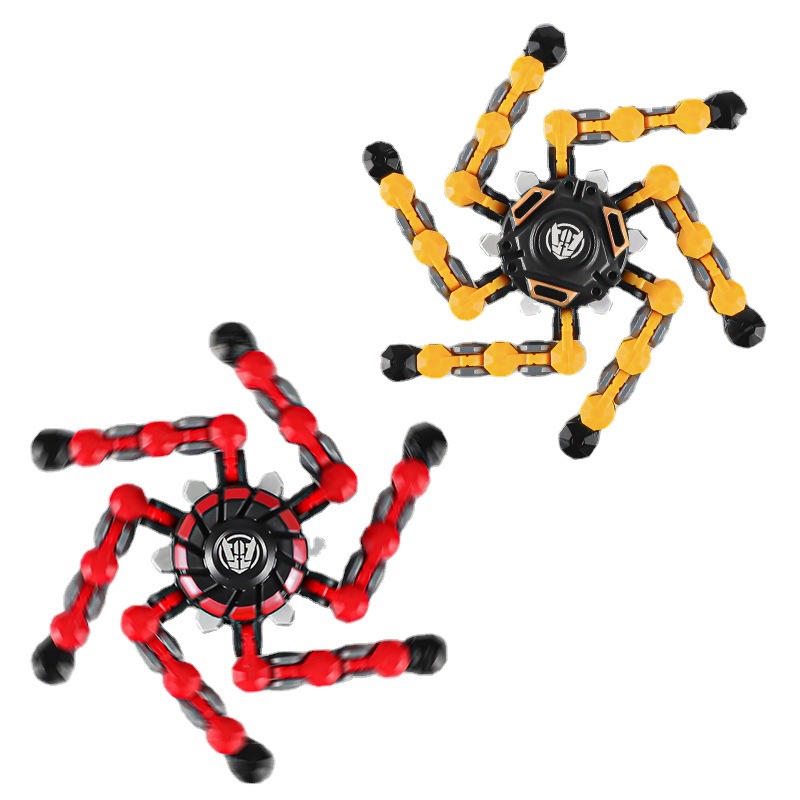 Fingertip Gyro deformable robot giratorio juguete mecánico de los niños tecnología negro espiral entre los dedos niño descompresión