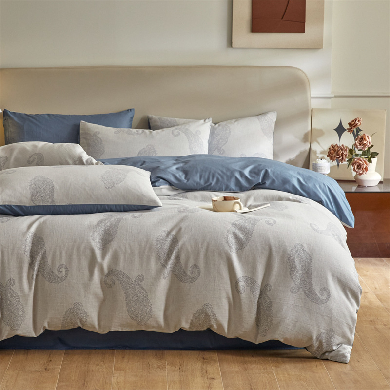 Nuevo tipo A piel de algodón doble cara teñido Jacquard flor simple cuatro piezas de sábanas fabricantes al por mayor