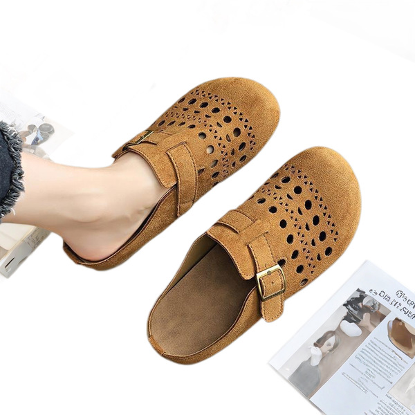 Non-slip breathable retro fashionable women's slippers flat English…