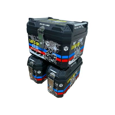 Waterproof, Thickened and Drop-Resistant, Electric car tail box - three-box-model-no-4-black-25l47l-tailstock-model-integrated-bracket