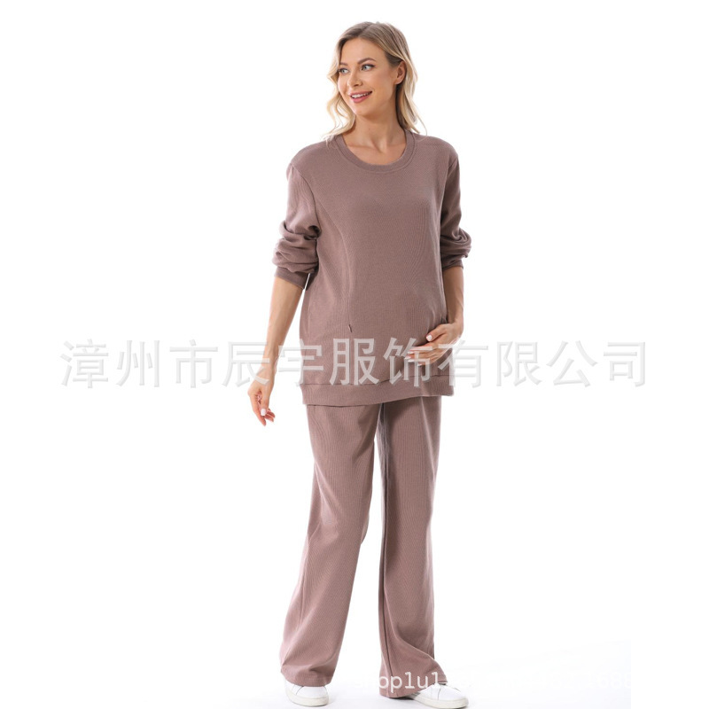 妊婦ファッション春秋服セットは2025気質の衛衣を着ています。|undefined
