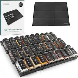 跨境木质调料架可伸缩厨房香料调味罐整理架抽屉多层调味瓶储物架