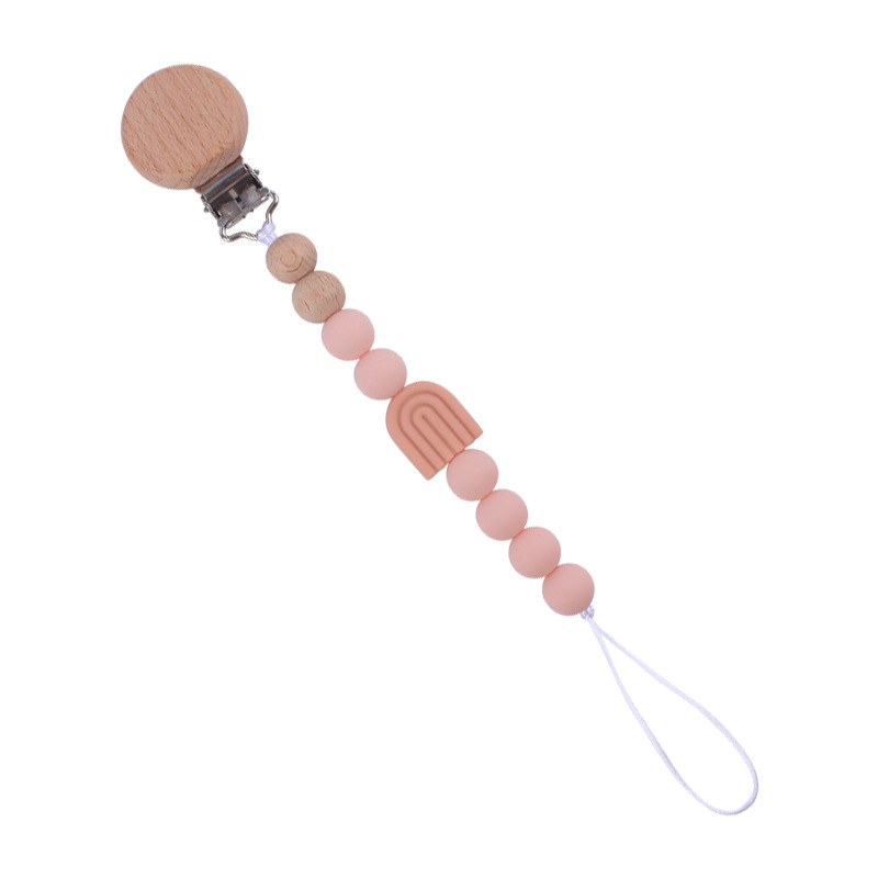 Nuevo bebé haya plana chupete clip calmante bebé dibujos animados arco iris de silicona mordedura molar chupete cadena