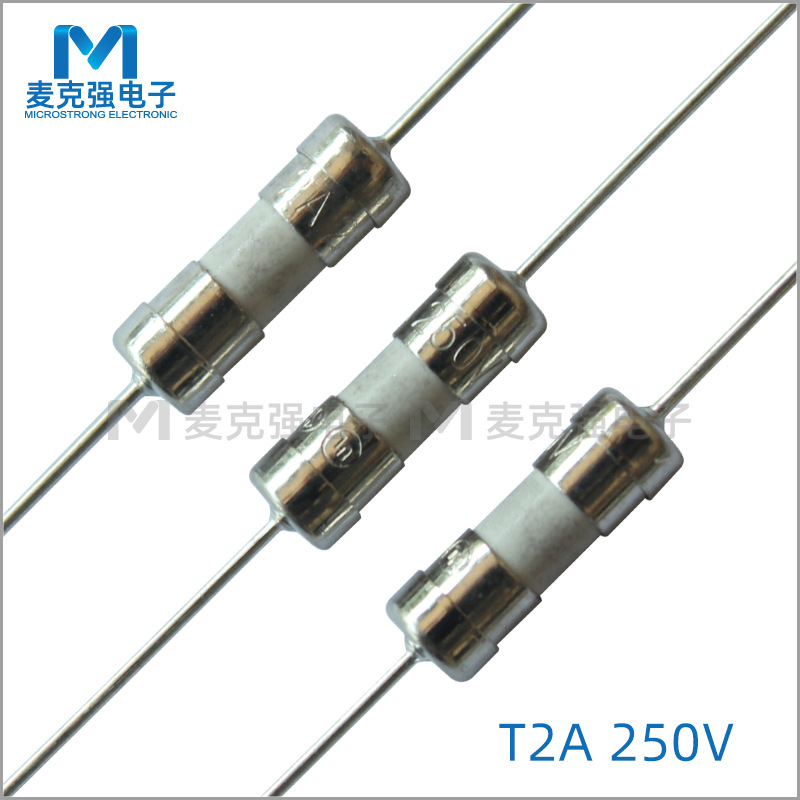 双帽陶瓷保险丝3.6*10mm慢断T2A/250V带引线陶瓷管电流保险管3*10
