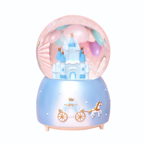 Fairy tale castle crystal ball, colorful carriage, dreamy snowy music box, Christmas gift ornaments for boys and girls