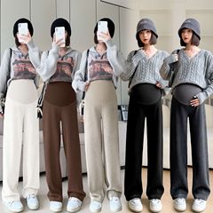 Stylish and Versatile Maternity Cotton Fleece Autumn/Winter New Arrival Padded and Thick Discreet Straight Leg Pants Wide Leg Pants Discreet Straight Leg Pants