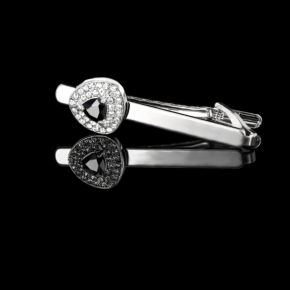 light luxury crystal zircon tie clip tie accessories diamond cufflinks men and women business cuff nails tie clip set_voghion.com