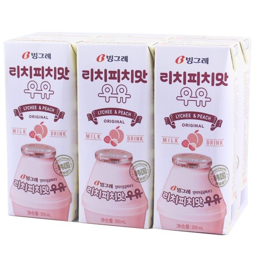 Korean imported beverage Binggrae strawberry-flavored milk drink peach banana fruit-flavored breakfast beverage
