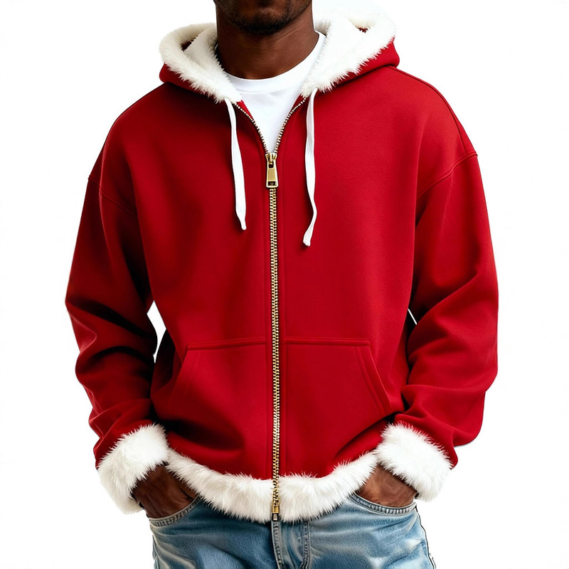 2025 European and American Winter Merry Christmas Hoodies with Pockets Wholesale Men's and Women's Loose Pullover Digital Printed Sweatshirts