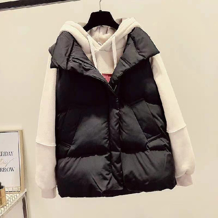 2023 Otoño e Invierno Nuevo Chaleco de algodón de estilo coreano de las mujeres suelta desgaste exterior corto chaleco a juego abrigo de mujer
