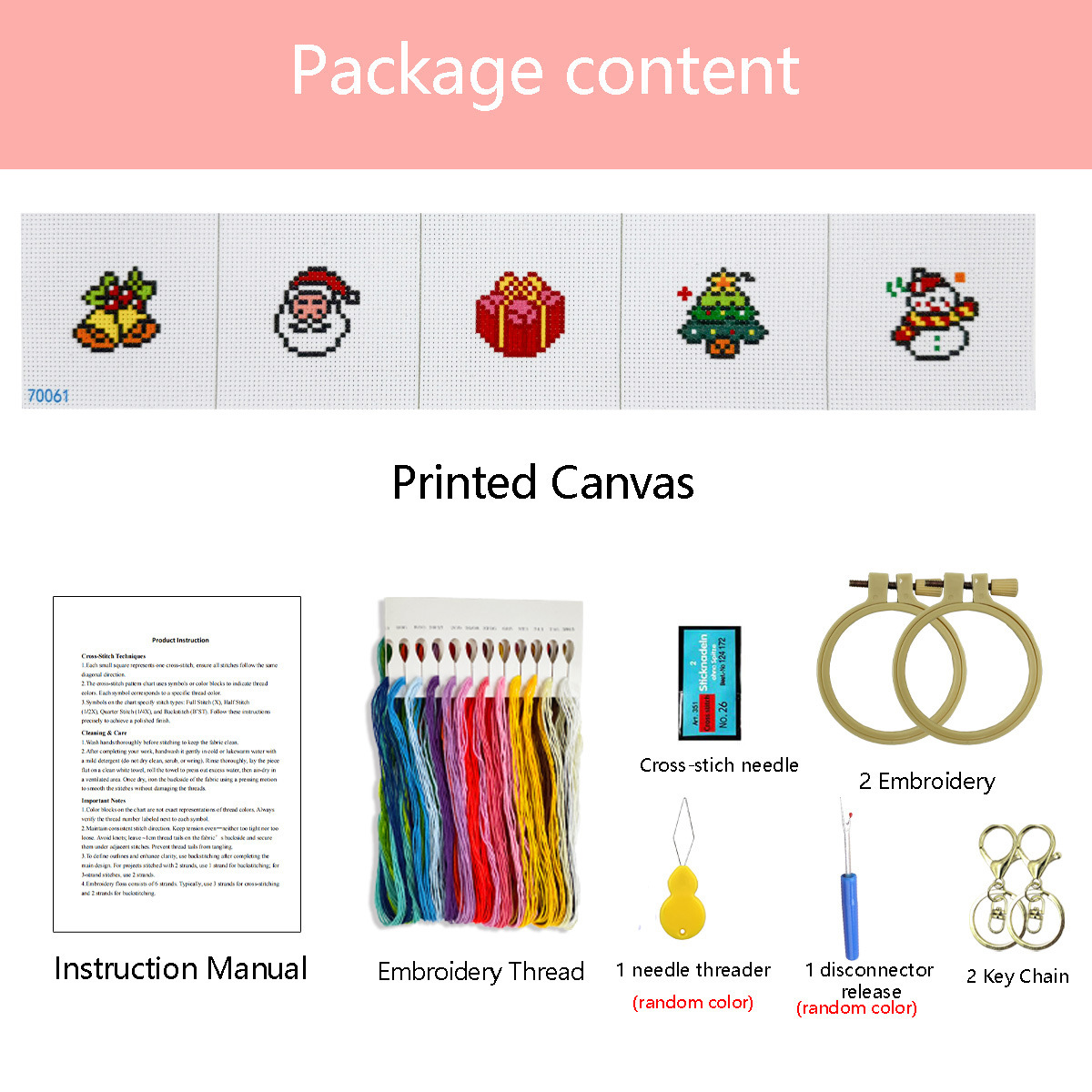 Nuevos productos transfronterizos de bordado cruzado de navidad llavero material paquete DIY niños bordados cruzados a mano bordados de bordado