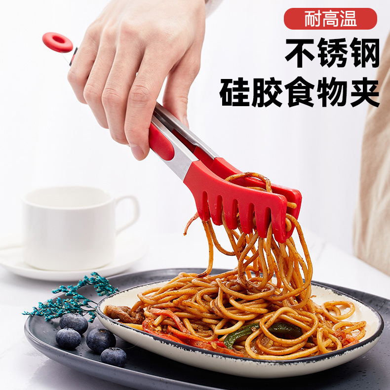 不锈钢食物夹意粉爪凉菜夹不锈钢烧烤夹烤肉夹牛排厨房烘焙面包夹|undefined