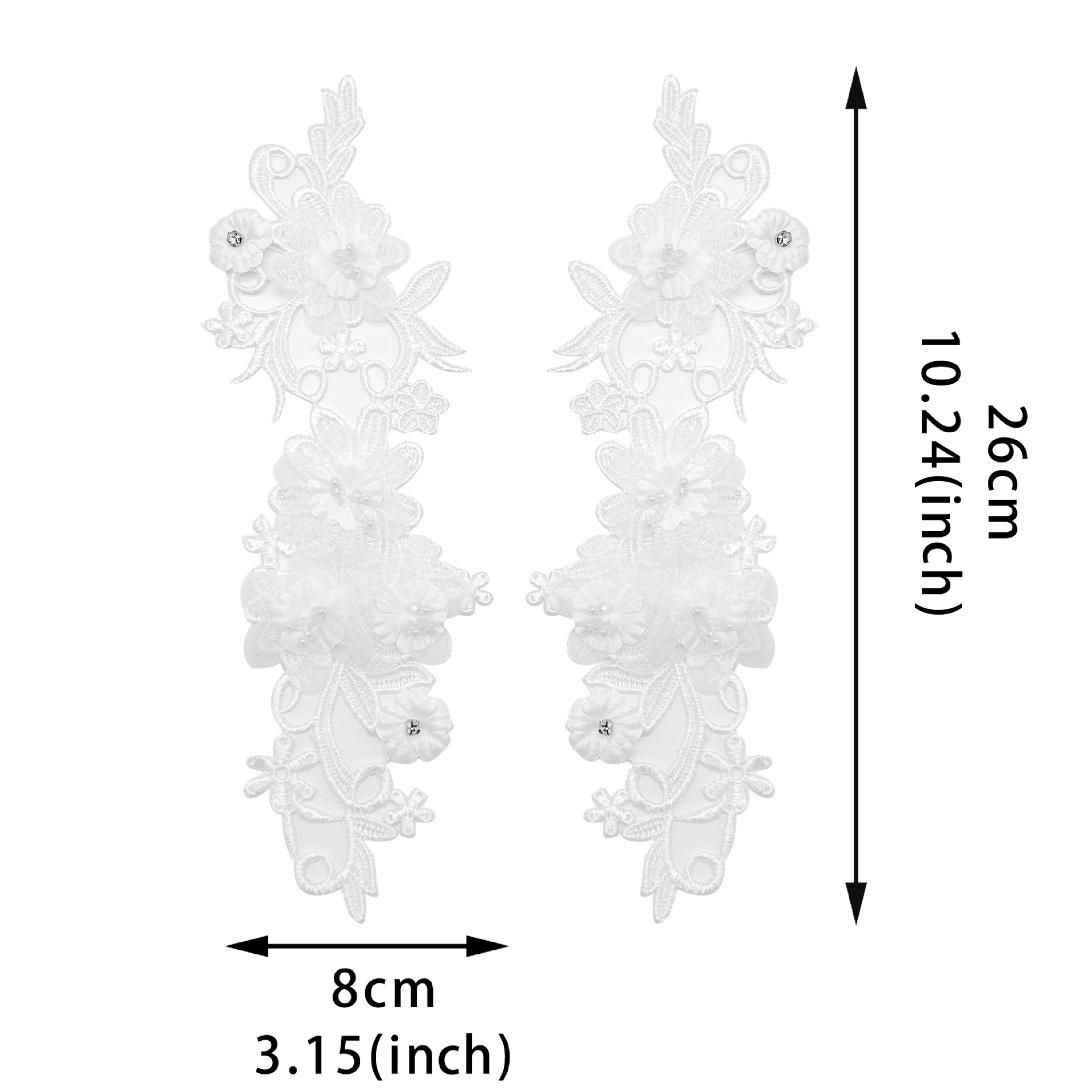 Flores de encaje hueco tridimensional blanco encaje de bordado de costura floral vestido vestido vestido de baile decoración