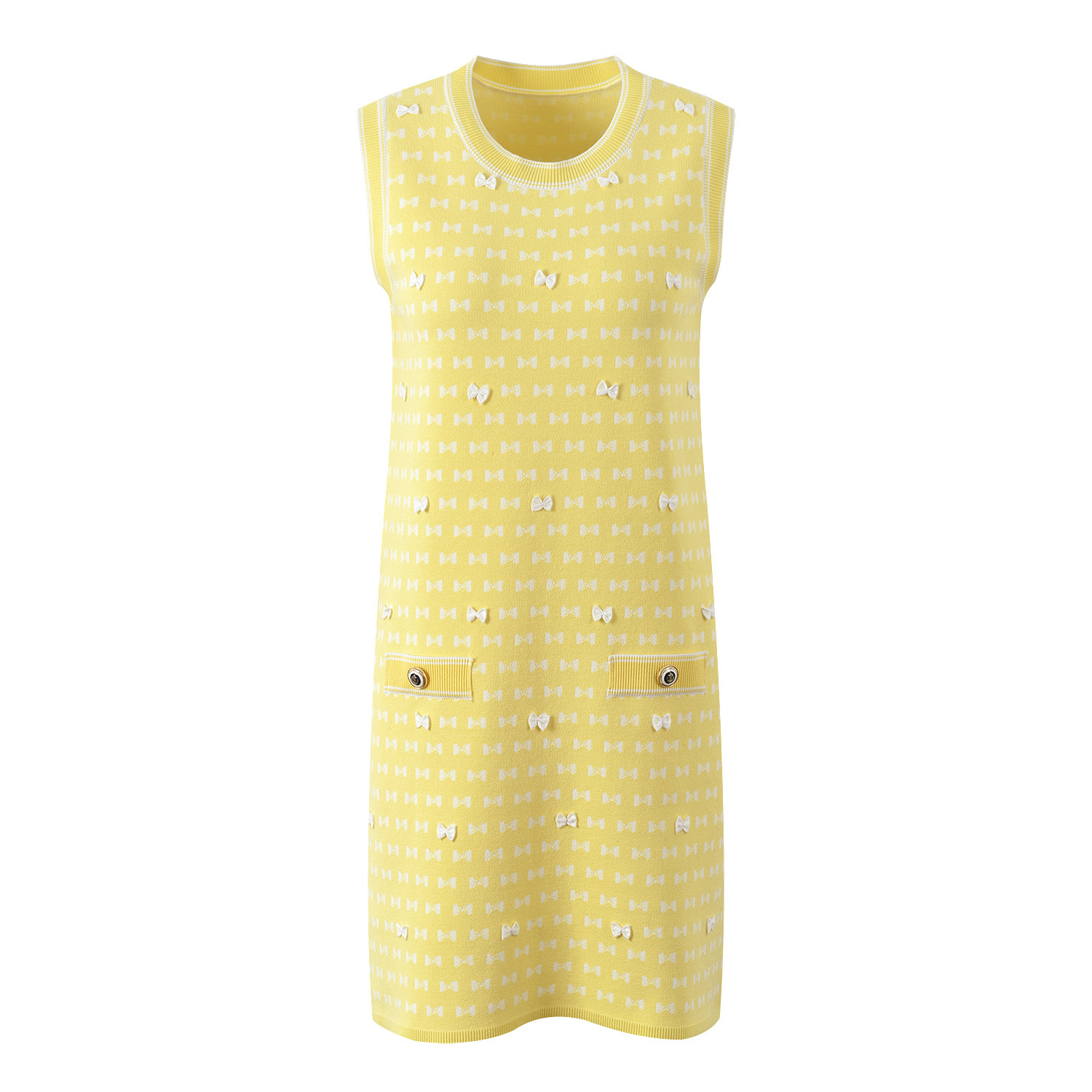 Abito senza maniche con scollo rotondo e stampa a fiocco da donna_voghion.com