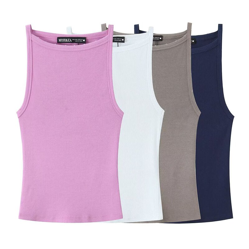 Cross-Border Women's Clothing 2026 Summer New Style Fashionable and Stylish Ribbed Halter Neck Top with Washed Effect 3253300