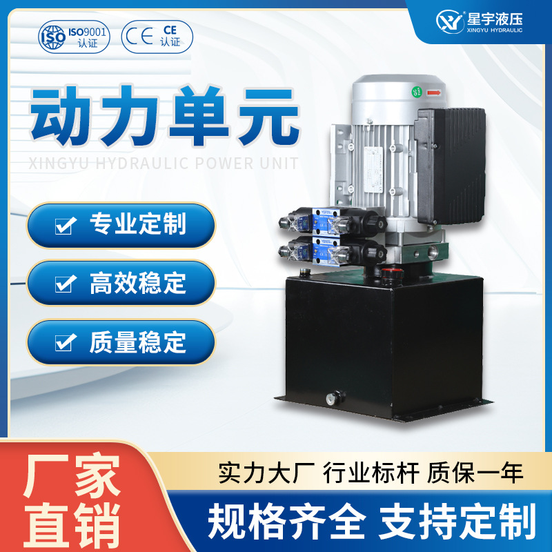 星宇液压动力单元总成24v-380v微型双向液压泵站电动升降平台油缸