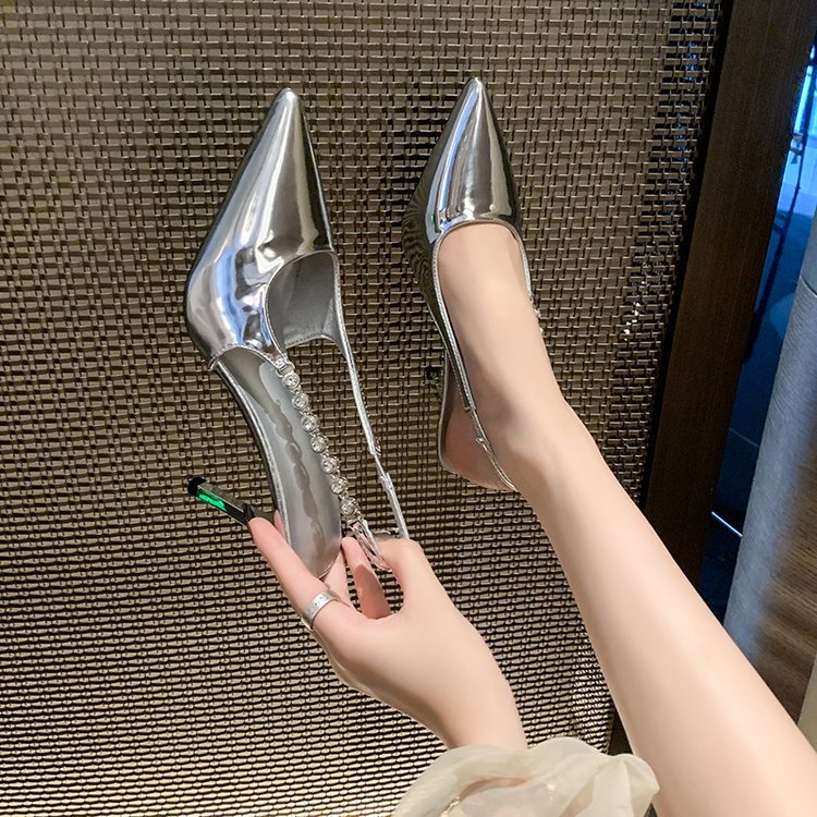 Silver Rhinestone Stiletto Court Shoes For Women Versatile Style_voghion.com