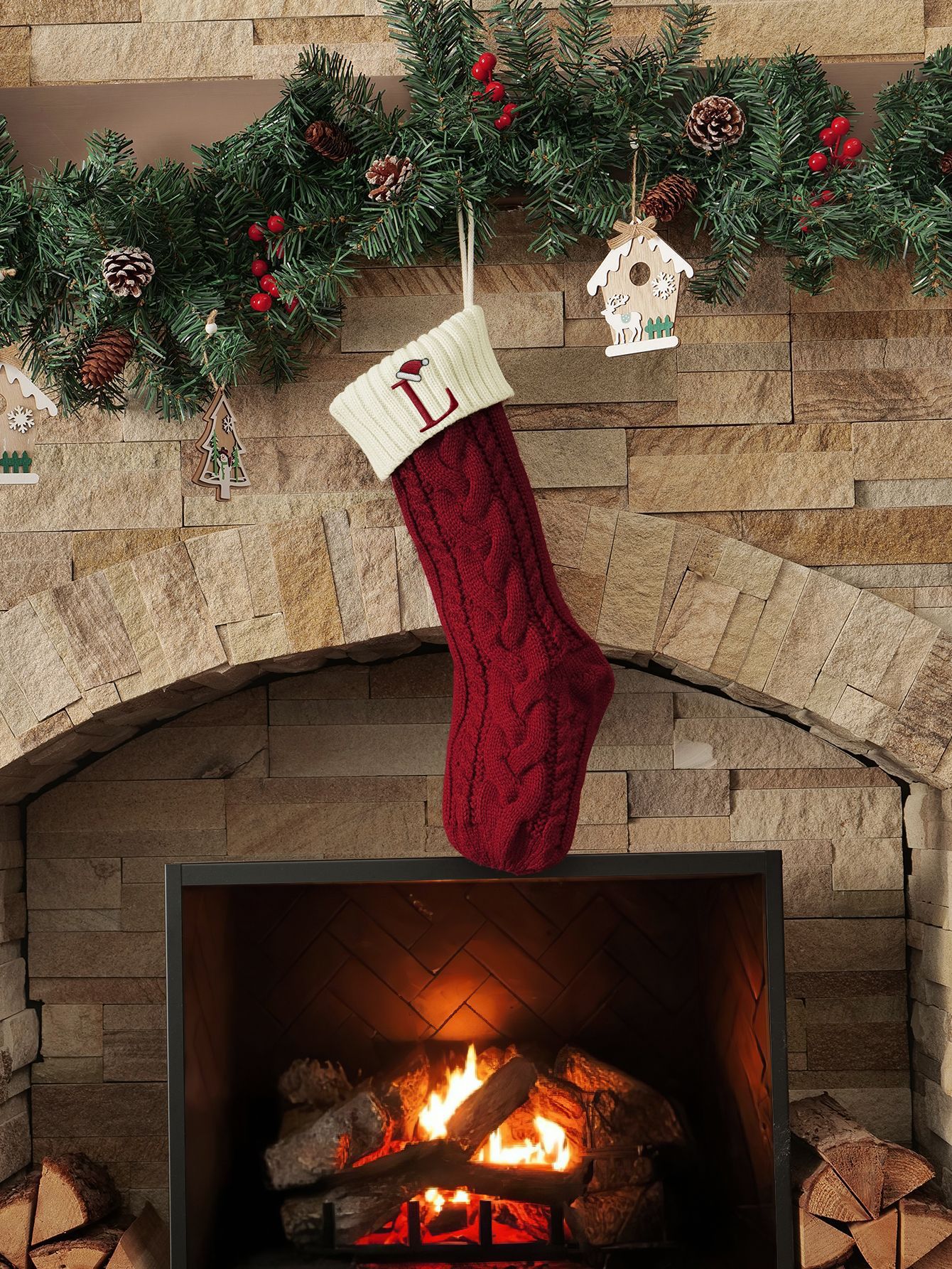 Amazon Europa y los Estados Unidos medias de Navidad personalizadas bordadas calcetines de letras de punto medias de regalo de Navidad colgantes fabricantes image 81