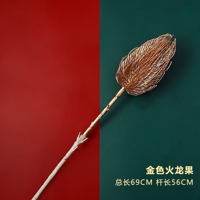 1 rama de fruta del dragón dorada amarilla clara