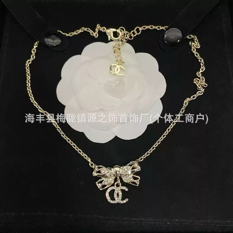 香奶奶对版双C满钻蝴蝶结项链女甜美镶钻感锁骨链批发2025新款|undefined