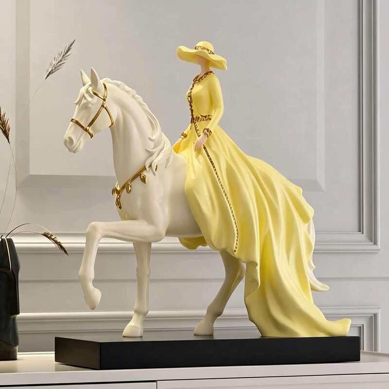 High-End Light Luxury Horse-Riding Princess Art Ornament Creative Sculpture Office Desk Study Room Living Room Tv Cabinet Decoration