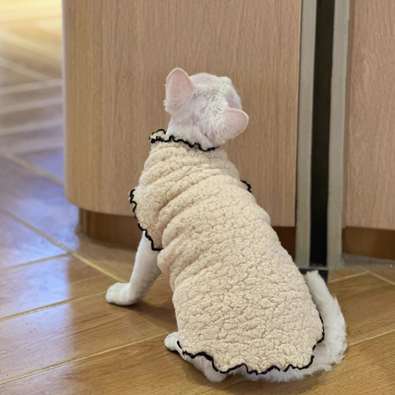 Ropa de gato de invierno nuevo chaleco de cordero cálido lindo chaleco de encaje gato sin pelo Devince Sphinx algodón