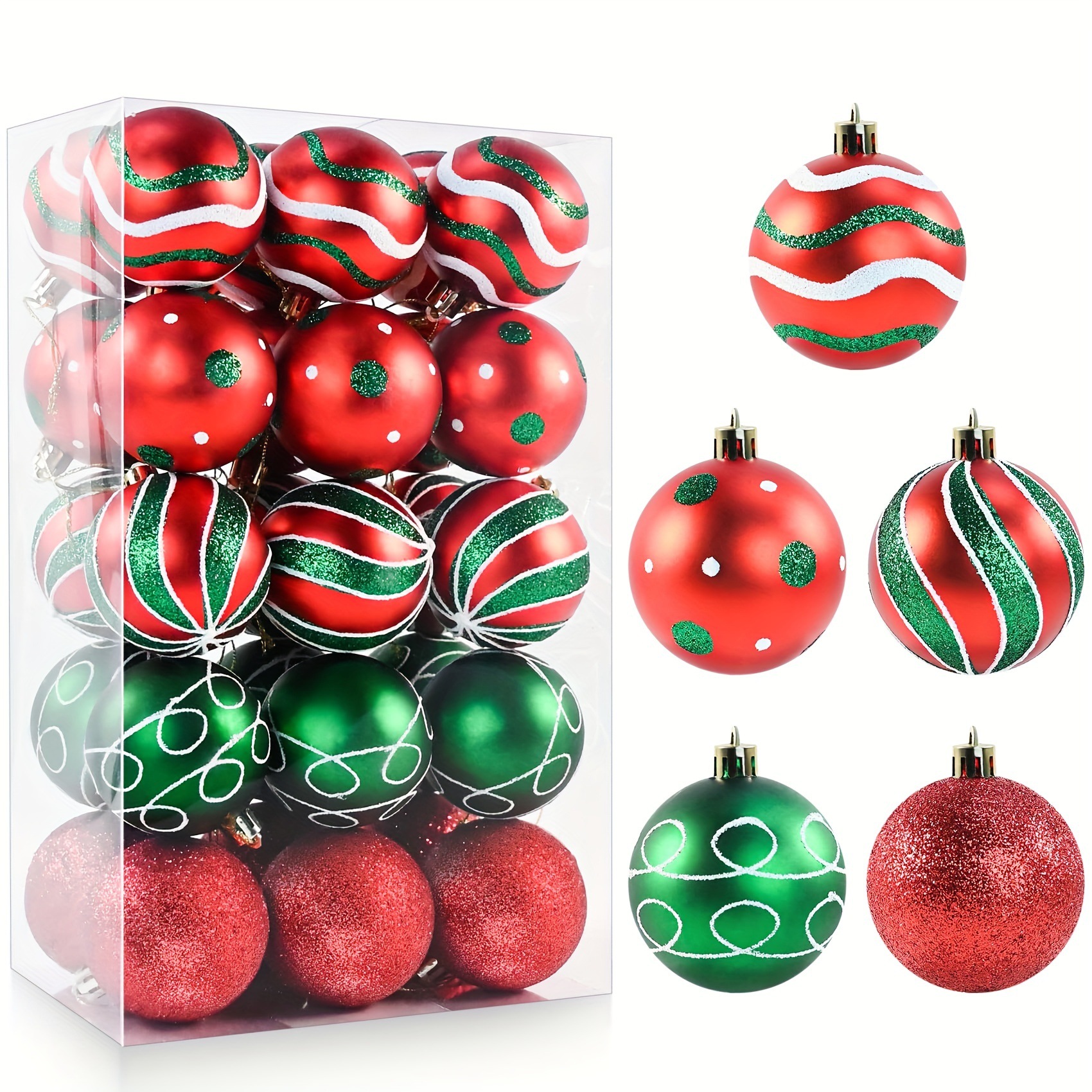 Bola de Navidad transfronteriza Juego de 30 bolas de Navidad pintadas de plástico Juego de Navidad Árbol de Navidad Decoración de ambiente festivo