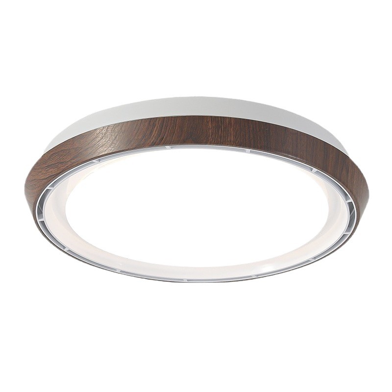 Lámpara de dormitorio Hogar nórdico Redondo Color de nogal Lámpara de dormitorio principal Lámpara de ventilador de estudio de color de madera de estilo japonés simple