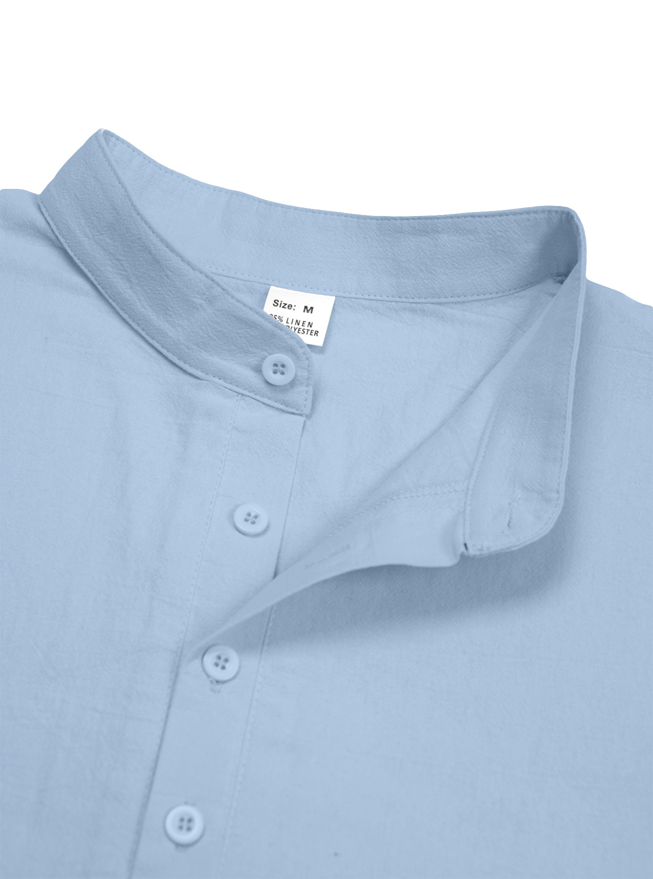 Camicia uomo casual in lino con maniche lunghe e collo coreana_voghion.com