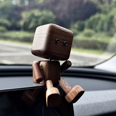 Wooden Man Car Air Outlet: Car ornaments