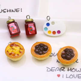 树脂仿真立体罐头蛋挞画板耳环拉链扣小吊饰 DIY饰品配件手工材料