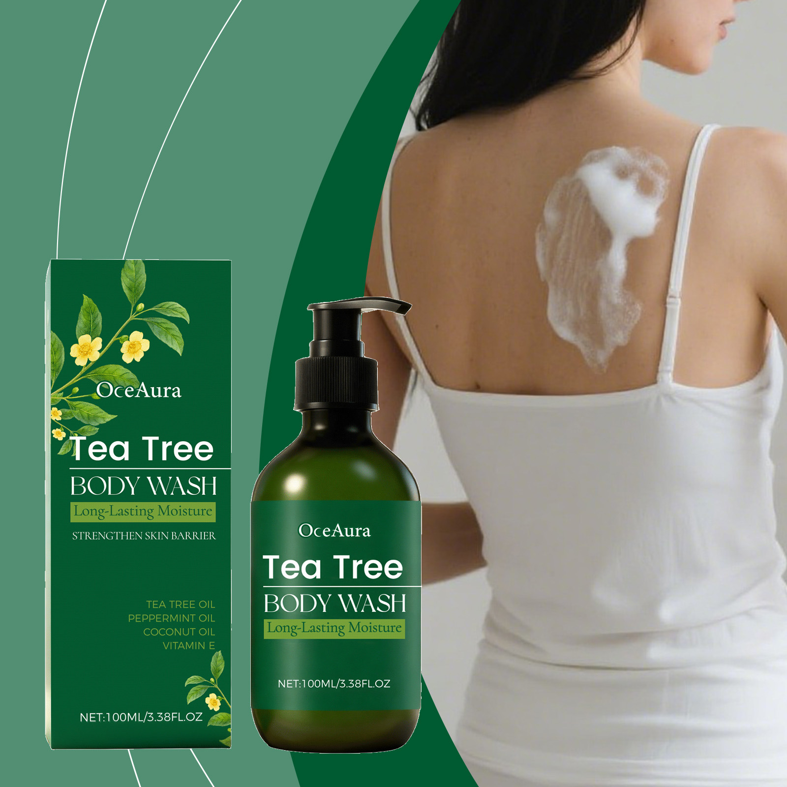 Oceaura Tea Tree Refreshing Shower Gel Hydrating Nourishing Refreshing Moisturizing Rich Foam Daily Cleansing Bath