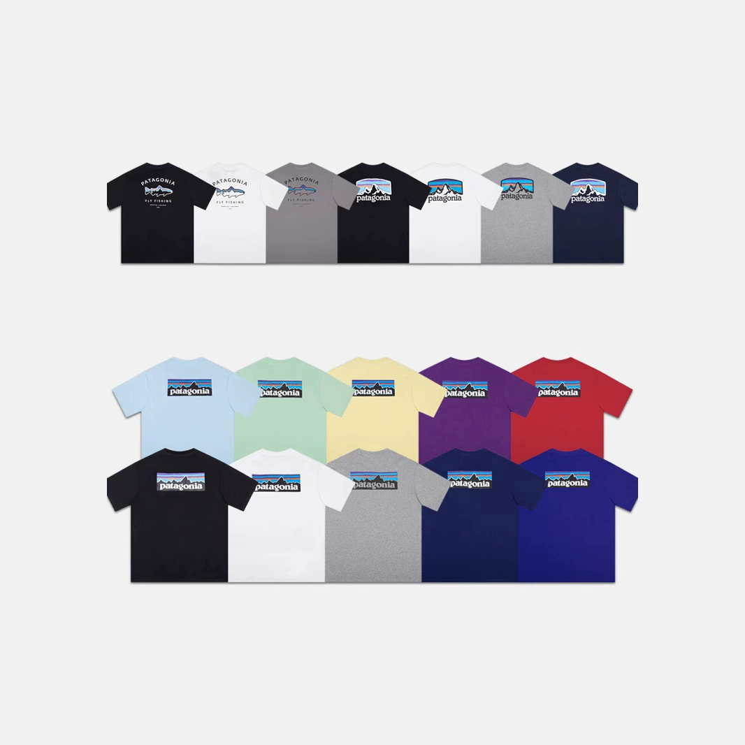 2025 кросс-бордерные футболки Pat Bata с классическим принтом горной летающей рыбы, американский модный бренд для активного отдыха, мужские и женские свободные футболки с коротким рукавом