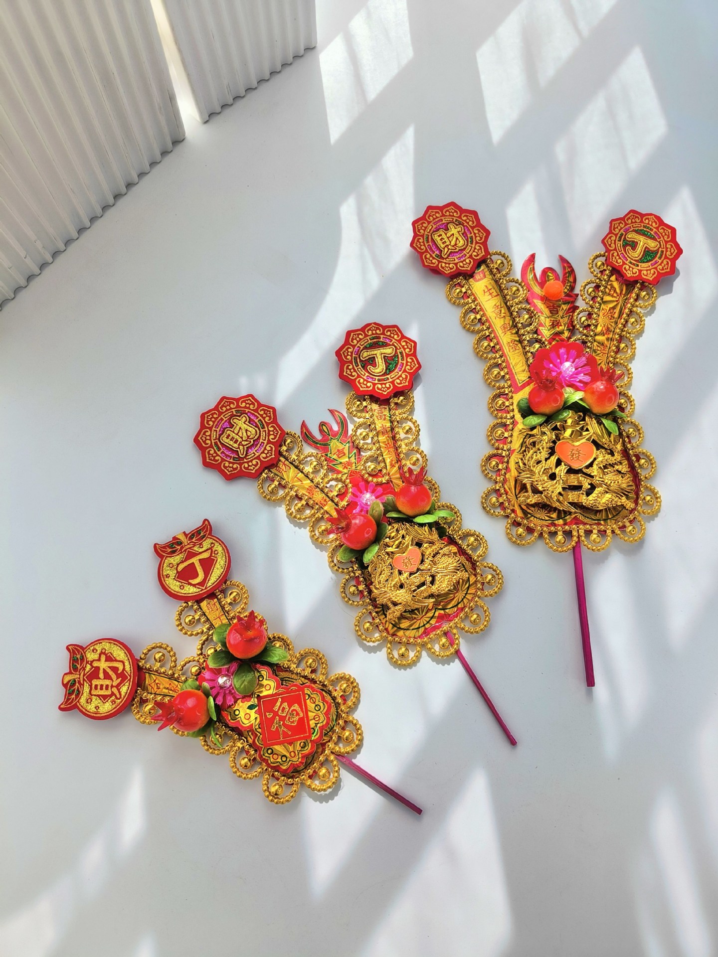 潮汕金花拜老爷神花插香炉地主爷爷司命公天公用手工送红绸