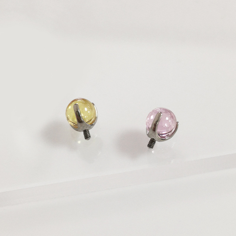 G23 Titanium Three-Claw Zircon Ball Tongue Nail Piercing Jewelry 14G 16G Anodized detail image 12