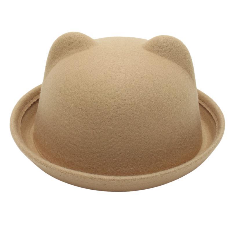 Kid's Adults Cute Simple Style Bear Solid Color Crimping Fedora Hat display picture 3