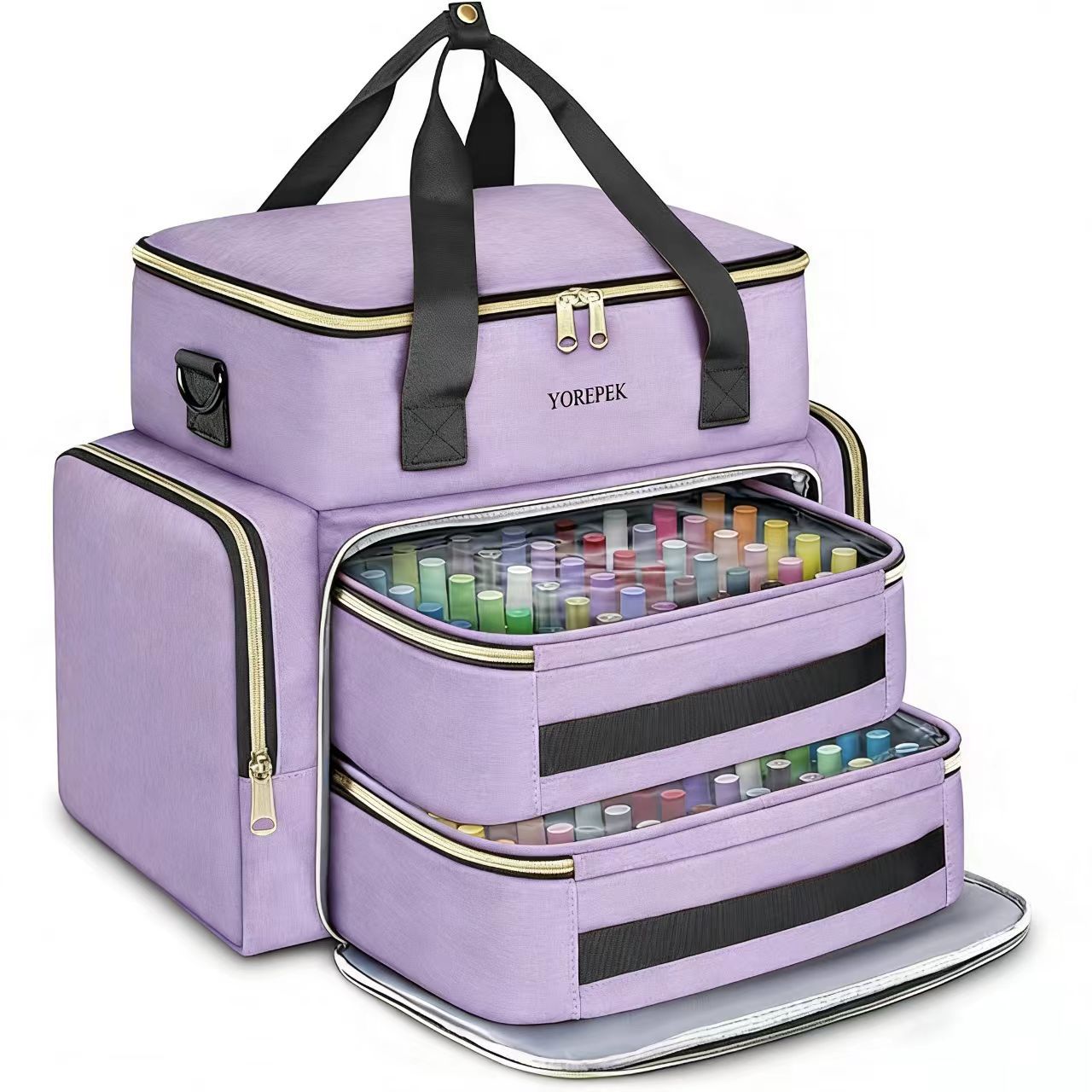 Nueva caja de almacenamiento de esmalte de uñas de doble capa, bolsa de acabado de esmalte de uñas con 2 bolsas extraíbles y kit de herramientas
